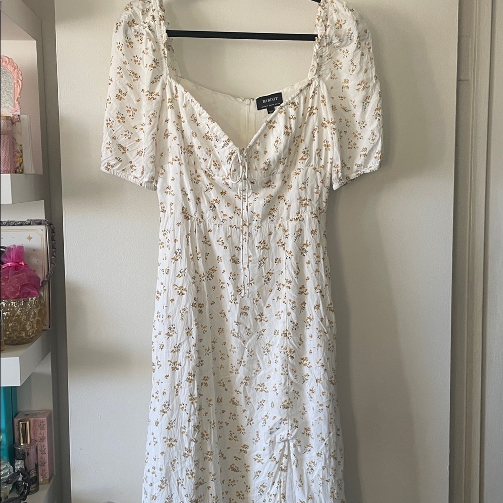 Bardot|Cottagecore White Floral Midi Dress|XS 4|EUC